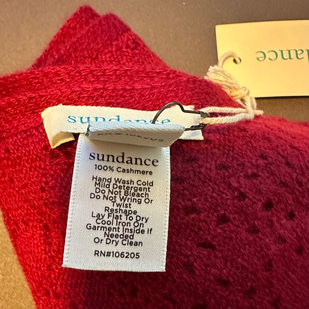 NEW Sundance Living Catalog  “Essence Of Air” Shawl Cashmere Scarf Wrap, red - Picture 2 of 5
